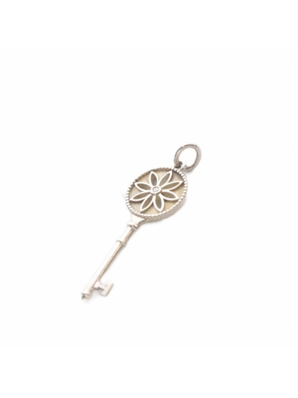 Tiffany & Co Daisy Key Diamond Pendant Charm Silver